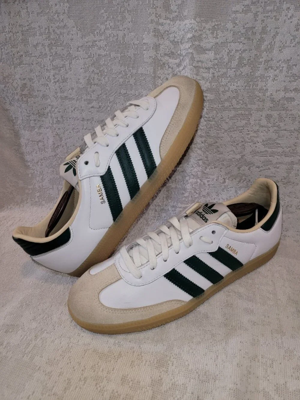 Adidas Men’s Samba OG Originals Size 9 White Collegiate Green Gum JS3831 Shoes - Picture 3 of 16